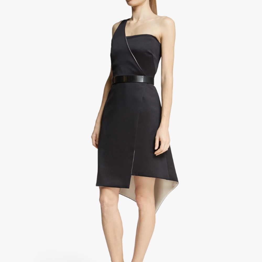 Halston heritage satin asymmetrical dress 4 NWT